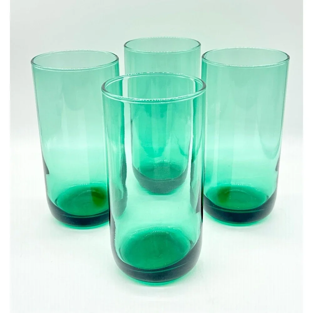 Set of 4 Vintage Libbey Metropolitan Juniper Green Cooler Glasses